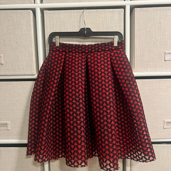 Maje Red & Black A-Line Skirt – Size 2 / S – Fit & Flare Party Skirt - Picture 1 of 6